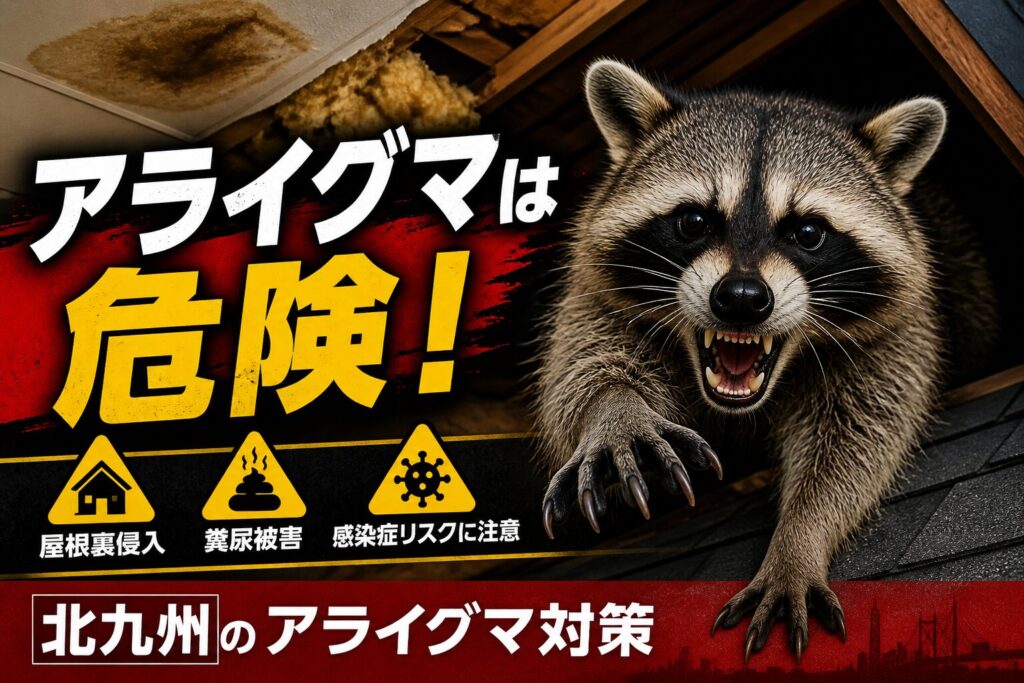 北九州のアライグマ駆除｜屋根裏侵入・糞尿被害に注意