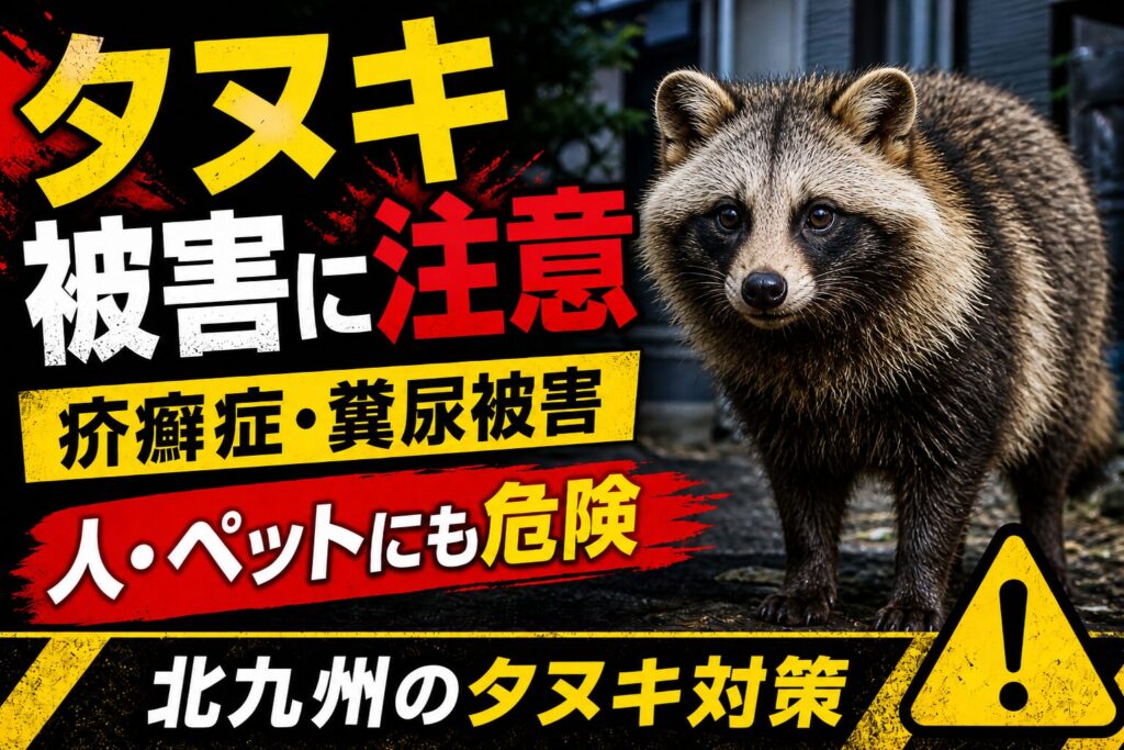 北九州のタヌキ駆除｜疥癬症・ペット感染に注意