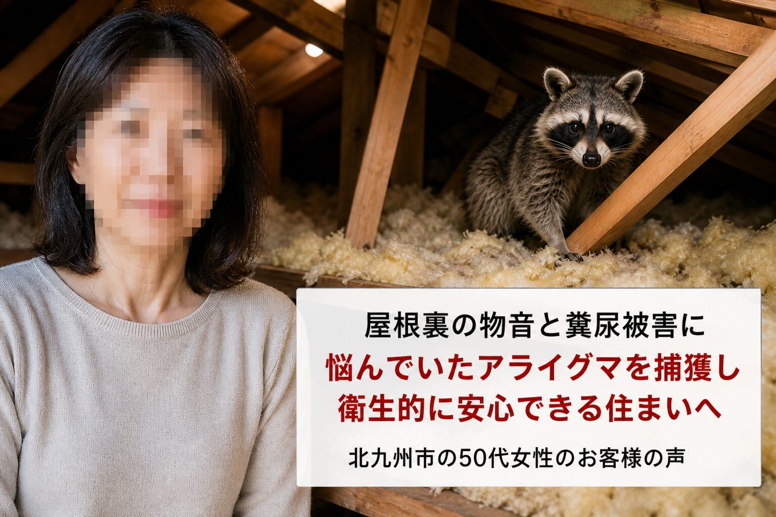 北九州のアライグマ駆除事例｜屋根裏の物音と糞尿被害