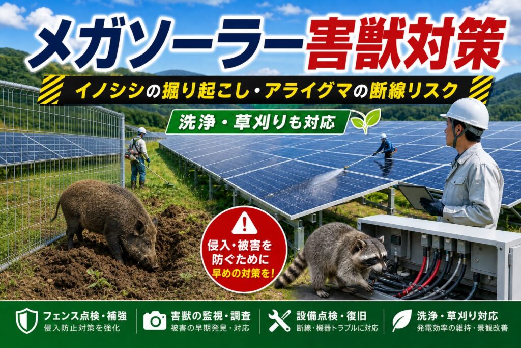 北九州のメガソーラー害獣対策｜洗浄・草刈りも対応