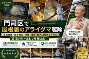門司区で屋根裏のアライグマ駆除｜箱罠捕獲・糞尿清掃・侵入口封鎖まで対応